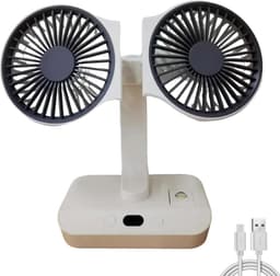 Ventilator met Licht - Tafelventilator USB - Persoonlijke Koeling - 4 Snelheden - Klein formaat - Wit — thumbnail 1