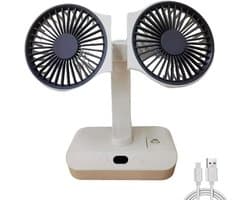 Ventilator met Licht - Tafelventilator USB - Persoonlijke Koeling - 4 Snelheden - Klein formaat - Wit