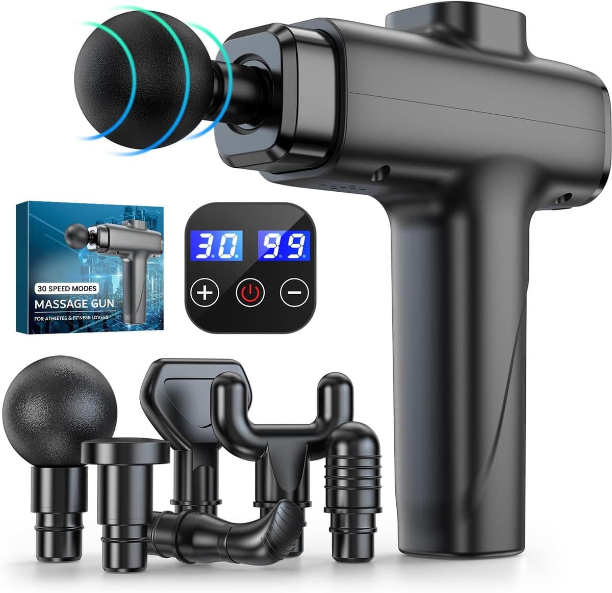 Massagepistool - Spierherstel Tool - Spierontspanning - 30 Intensiteitsniveaus - 8 Uur Werktijd - Zwart — afbeelding 1