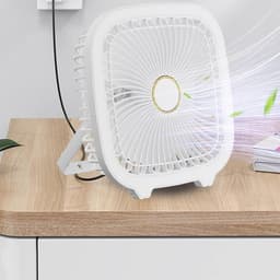 Kleine Ventilator - Tafelventilator Clip - Koel Blijven - Multifunctioneel LED - 10.6x19.4x10.6cm - Wit — thumbnail 3
