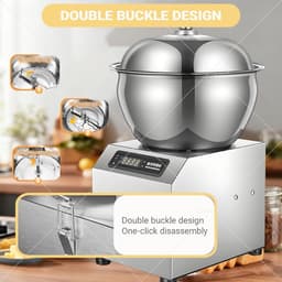 Deegkneedmachine - Keukenmixer - Professioneel Koken - Bidirectioneel Roterend - 5kg Capaciteit - Zilver — thumbnail 2