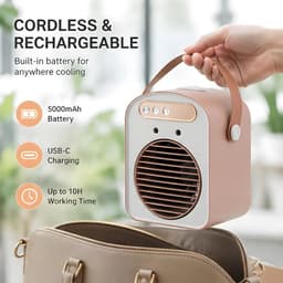 Geluidsarme Mobiele Airco en Luchtkoeler - Mini Airco Draagbare Ventilator met Waternevel - Tafelventilator voor Kantoor en Slaapkamer - 500ml & 1300mAh — thumbnail 5