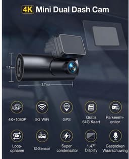 Lìon® Dashcam - Loop Opname - Autocamera met Parkeermodus - Zwart - 3cm x 5cm x 10cm — thumbnail 4