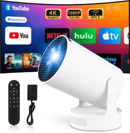 SnelShoppen - Mini Video Projector 4K Retro Projector met Android 11, WiFi 6, BT 5.4, HDMI voor Telefoon, PC, Laptop, Thuisbioscoop, Netflix Gecertifi — thumbnail 1