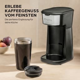 Barista Single koffiezetapparaat to go 450 watt | compact filterkoffiezetapparaat met thermobeker | kleine, draagbare coffee to go machine | incl. isolatiebeker & nylon permanent filter - zwart — thumbnail 2