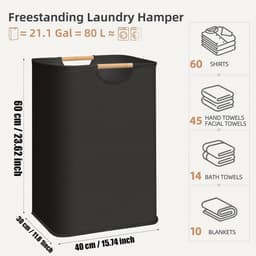 Wasmanden met handgrepen - Opbergbakken - Thuis organiseren - Ademende mesh voering - 80 liter capaciteit - Grijs — thumbnail 3