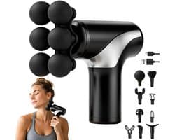 Massagepistool mini - draagbaar met lcd-display - 10 koppen - verlichting van spierpijn - ShopVlot