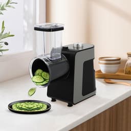 Elektrische Groentesnijder - Keukenmachine Rasp - Snel Groenten Snijden - 10 Verwisselbare Messen - 1000 W - Zwart — thumbnail 2