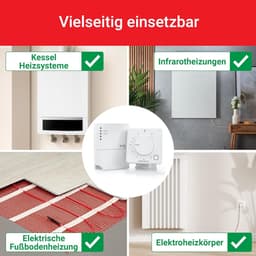 Draadloze Kamerthermostaat - Slimme Thermostaat - Energie Besparen - Zelflerend Systeem - 81x81x35mm - Wit — thumbnail 5
