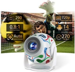 2026 Mini-projector, ondersteunt tot 8K en 290 ANSI-lumen, draagbare projector, automatische verticale keystone-correctie, 270° draaibaar, met Wi-Fi 6 en Bluetooth 5.4 — thumbnail 1