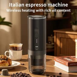 ITRONIQ Draagbare Espressomachine Met Accu - Draadloze Mini Koffiemachine 15 Bar - Voor Nespresso Capsules&Gemalen Koffie - Zwart — thumbnail 5