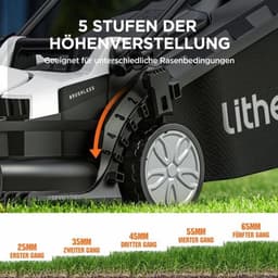Accu Grasmaaier – Elektrische Grasmaaier – Draadloze Grasmaaier – Tuinmaaier – Gazonsnijder – Borstelloze Motor – 33 cm Maaibreedte, 4,0 Ah Accu, 30L Opvangbak, 25-65 mm Maaihoogte — thumbnail 4