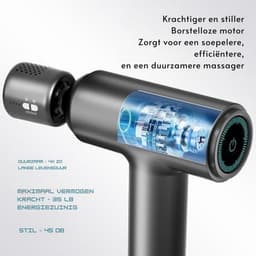 Thuys - Massage Gun met Warmte & Koeling – 6 Snelheden – 10 mm Diepe Massage – 60W – USB-C – 10 Min. Auto-Uitschakeling – Zwart — thumbnail 2