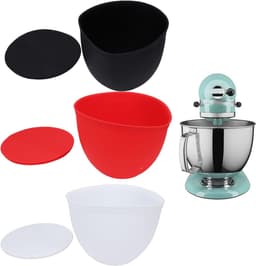 SnelShoppen - 3 Stuks Siliconen Mengkom Inlegger voor Keukenmachine met 5 Qt, Eenvoudig te Reinigen, Geschikt voor KMS150 KSM180 KSM170 KSM160 KSM155, — thumbnail 1