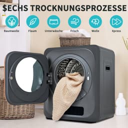 Wandmontage Wasdroger - 3-4 kg Capaciteit en UV-Sterilisatie - 850W en 6 Programma's - Voor Thuisgebruik - Grijs — thumbnail 4