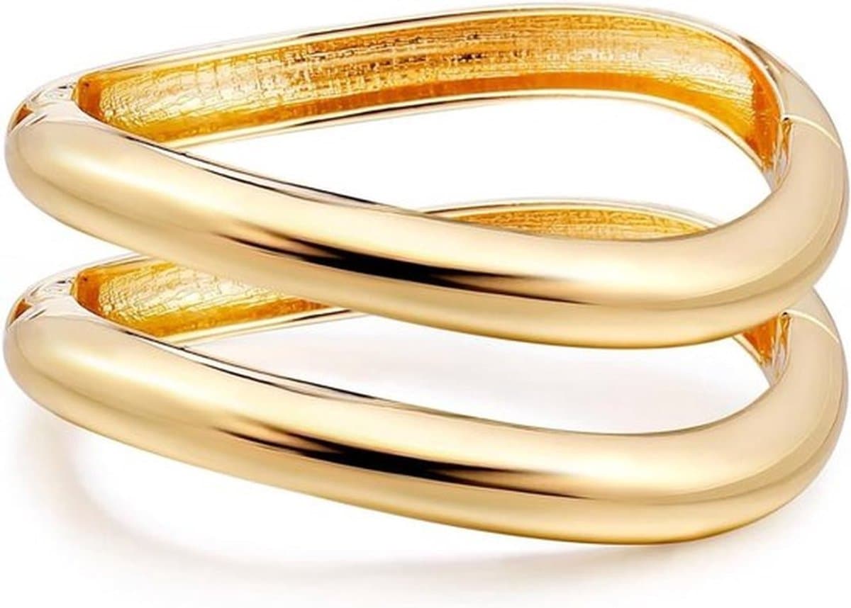 Set van 2 damesarmbanden van roestvrij staal in goud en zilver, elegante sieraden met stevige pasvorm, perfect als cadeau voor mama, vriendin of dochter — afbeelding 1