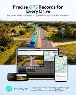 Dashcam Voor & Achter 4K – GPS & 5GHz WiFi – 64GB SD-kaart – ADAS – Nachtzicht – 170° Groothoek — thumbnail 3