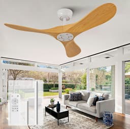 MIVRAY Plafondventilator – 42 Inch Met Afstandsbediening En 6 Snelheden – ABS – Wit Natuurlijk – Zonder Verlichting Voor Slaapkamer — thumbnail 1