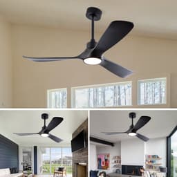 MIVRAY Plafondventilator Met Verlichting - 52 Inch - Omkeerbare Gelijkstroommotor - ABS - Zwart - Afstandsbediening, 6 Snelheden, Timer — thumbnail 4