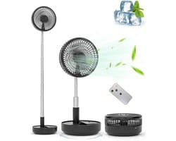 Tafel- en Staande Ventilator - Draagbare Oscillerende Ventilator - Opvouwbaar Design - Afstandsbediening - 4 Snelheden - Oplaadbare Accu - USB Ventilator - Zwart — afbeelding 1