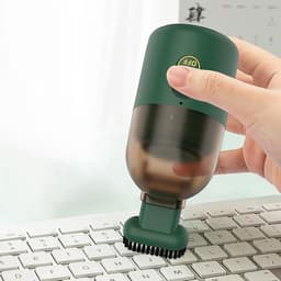 KZQ Draadloze mini bureaustofzuiger met USB opladen - Draagbare kruimelverwijderaar voor bureau en toetsenbord - Transparant ontwerp met draaibare borstel - Wit — thumbnail 3