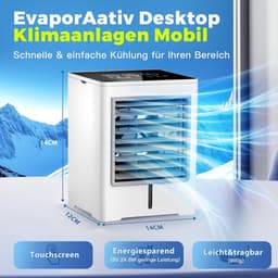 Mini airco draagbaar USB 3-in-1 luchtkoeler met waterreservoir stil met timer en touchscreen 470 ml — thumbnail 2