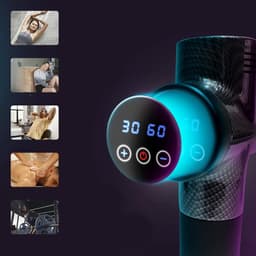 Elektrisch massagepistool - 12V massagepistool - 30 standen - Draagbaar fascia-pistool - Spiermassage - 8 massagekoppen - Krachtig - Inclusief opbergkoffer - Koolstofvezel - Zwart — thumbnail 5