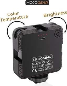 MOJOGEAR 64-LED Multi Color Mini videolamp - voor smartphone en camera - 2.000 mAh batterij - Zwart — thumbnail 5