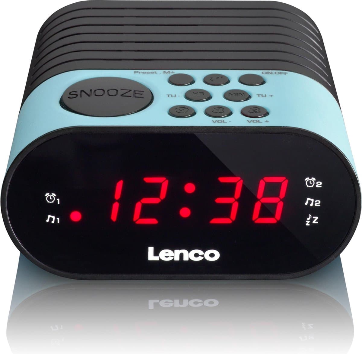 Lenco CR-07 Blue - Wekkerradio met Slaaptimer - Dubbel alarm - Blauw — afbeelding 1