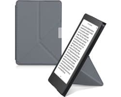 kwmobile e-reader hoesje geschikt voor Kobo Aura Edition 2 hoes - Ereader flip case met standaard - E reader cover van kunstleer - In antraciet