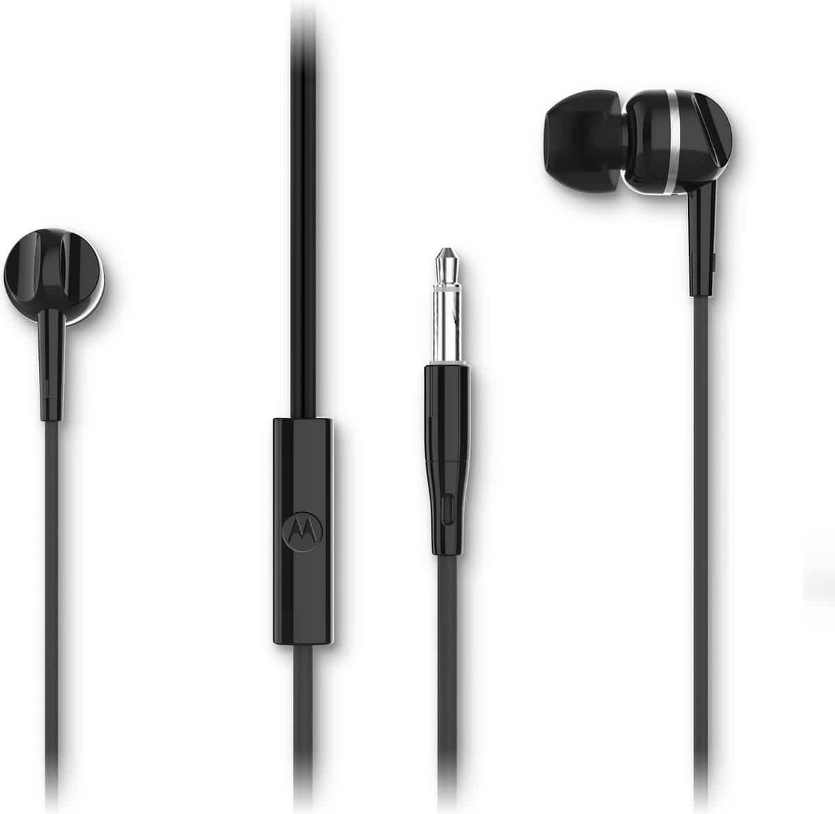 Motorola Oordopjes met Draad 105 - Oordopjes met Microfoon - In-Ear Oordopjes - Incl. 6 Siliconen Oordoppen in S, M en L - In-Line Microfoon - Kristalhelder Geluid - Zwart — afbeelding 1