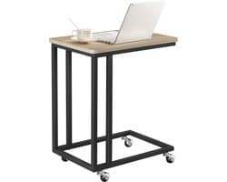 ACAZA Bijzettafel - Bijzettafel op Wieltjes - Eik - 50 x 35 x 60 cm (L x B x H) - Keuze tussen Wieltjes en Pootjes - Bedtafeltje op Wieltjes - Laptoptafel - Bijzettafel - Nachtkastje - Laptop Tafel - Laptoptafel op Wielen - Bijzettafel Bank