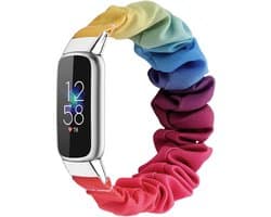 Textiel Smartwatch bandje - Geschikt voor Fitbit Luxe scrunchie bandje - kleurrijk - Strap-it Horlogeband / Polsband / Armband