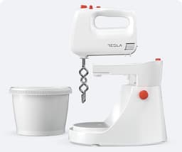 Tesla MX501WRB - Handmixer met Mengkom - Keukenmixer - 5 snelheden + Turbofunctie - 500 w - 3L - Kloppers, Deeghaken & Garde — thumbnail 3