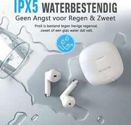 Synyq ProX - Draadloze Oordopjes - 30 uur Afspeeltijd - Bluetooth Oordopjes - Draadloze Oortjes - Oortjes Draadloos - Wit — thumbnail 3