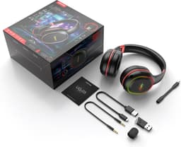 woegel UG-05 draadloze gaming headset – in en uitplugbare micro – compatibel met elk apparaat – PS4,PS5 – zwart-rood — thumbnail 2