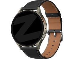 Bandz Smartwatch bandje 20mm leer 'easy fit' geschikt voor Samsung Galaxy Watch 7 / 6 / 5 / 4 (Pro / Classic) / Watch 3 - 41mm / Active 40 & 44mm / FE - Polar Ignite / Unite - Amazfit GTS 1-2-3-4 / GTR Mini (zwart)