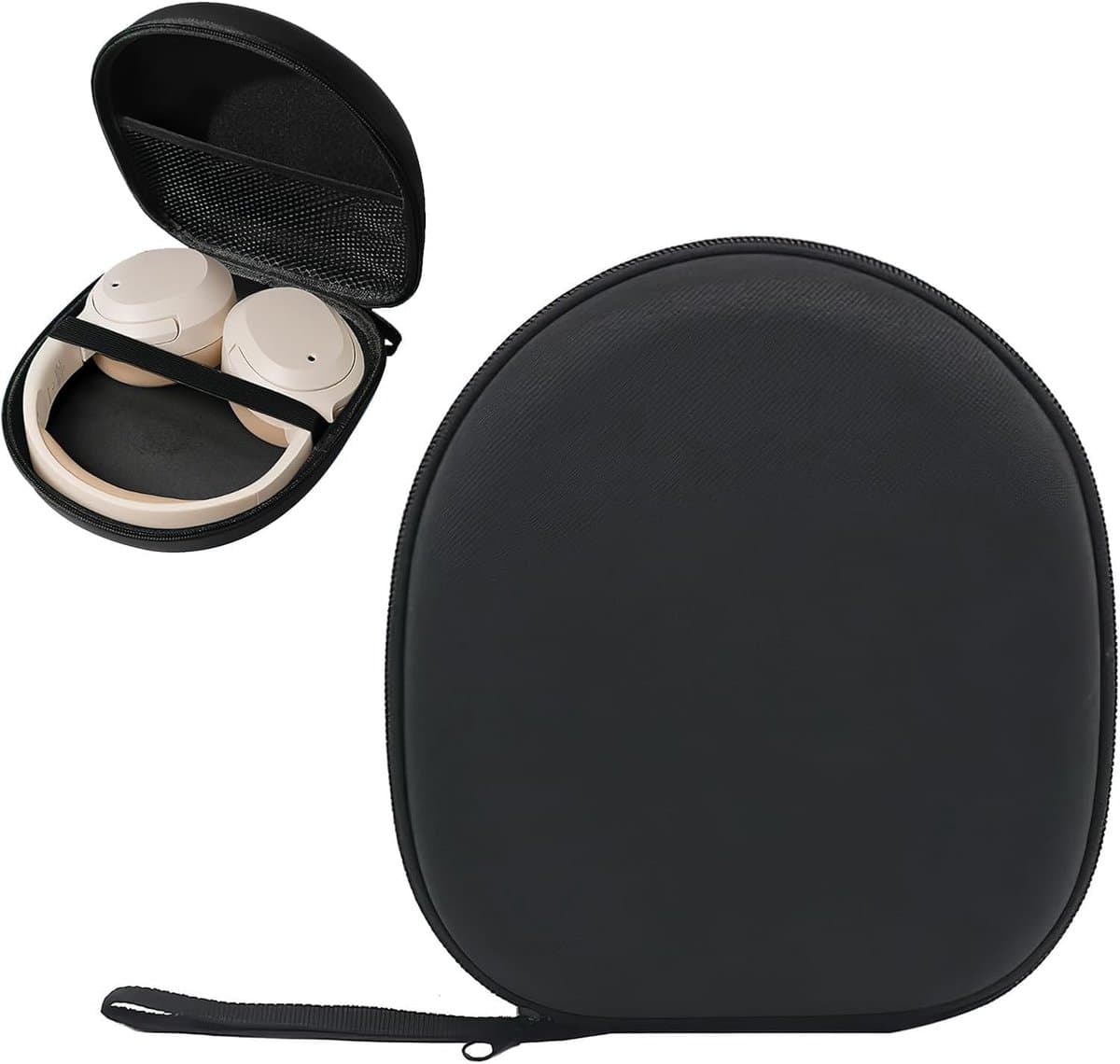 Hoofdtelefoonhoesje - Harde beschermhoes - On-ear / over-ear - Compatibel met de meeste Bluetooth / bedrade / gaming-hoofdtelefoons - Draagtas - Waterdicht - Schokbestendig - Hoofdtelefoonopberghoes - Zwart — afbeelding 1