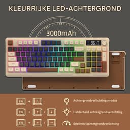 Mechanical Keyboard - Mechanisch Toetsenbord Gaming - Crème en bruin — thumbnail 2