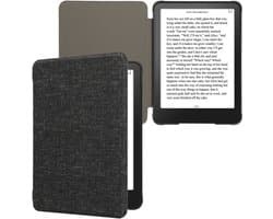 kwmobile hoes geschikt voor Amazon Kindle Paperwhite (2024)/Colorsoft - Stoffen beschermhoes voor e-reader in donkergrijs