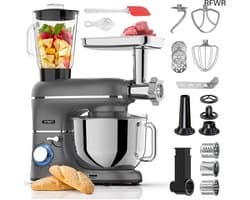RFWR® Krachtige 2000W Keukenmachine met 6,2L Mengkom en Multifunctionele Accessoires