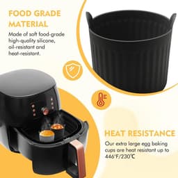 4-pack - Airfryer bakvormpjes - Siliconen bakvormpjes - Easy-Release antiaanbak bakplaten - Grote Airfryer muffinvormpjes - 4 kleuren - Afmeting: 6,6 cm — thumbnail 4