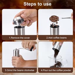 1 stuk - Handkoffiezetapparaat - Koffiemolen - Zilver - Handmatige koffiemachine - Roestvrij staal - 4,8 * 4,8 * 18,8 cm - Roestvrijstalen koffiezetapparaat - Geschikt voor reizen, thuis en kamperen - Geschikt voor espresso en French press koffie — thumbnail 4