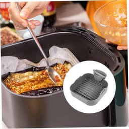 Airfryer accessoires - Airfryer siliconen bakje vierkant set - Siliconen ovenschaal - Airfryer siliconen bakplaat accessoire - Geschikt voor vierkante bakplaten, ovens en kookplaten - Antiaanbakmat - Set van 3 stuks - 20 cm - Grijs — thumbnail 4