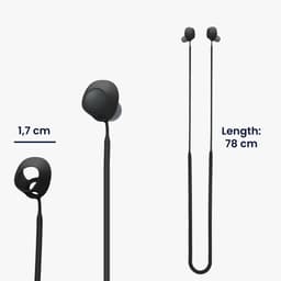 kwmobile Strap Compatible with Sony WF-C700N - Silicone Cord Holder for Wireless Earphones - Black — thumbnail 4