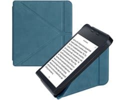 kwmobile e-reader hoesje geschikt voor Kobo Libra 2 hoes - Ereader flip case met standaard - E reader cover van kunstleer - In petrol