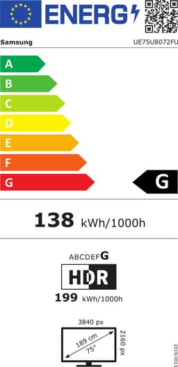 Samsung UE75U8072F - 75 inch - 4K LED - 2025 - Buitenlands model — thumbnail 3