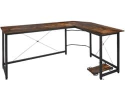 L-vormig Hoekbureau Fioren - Voor Thuiswerken, Gaming & Kantoor - Ruim PC & Laptop Werkstation - 167 cm - Retro