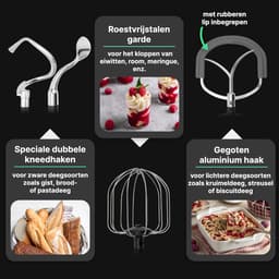RFWR® Keukenmachine XXL 12L | Kneedmachine met 2500W Motor | Food Processor voor 8,5 kg deeg | 12 snelheden | LED-display — thumbnail 2