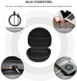 Koptelefoon Case - Koptelefoon Hoesje - Oortjes Opberg Hoesje - Beschermhoes - Draagta - Geschikt voor de meeste hoofdtelefoons, Bluetooth, bedrade hoofdtelefoons, gaming-hoofdtelefoons - Waterbestendig、 Stootvast - Zwart — thumbnail 5